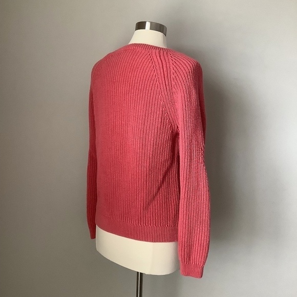 Chunky Cable Knit Sweater Coral Coast Salmon with FLAW - Picture 8 of 14